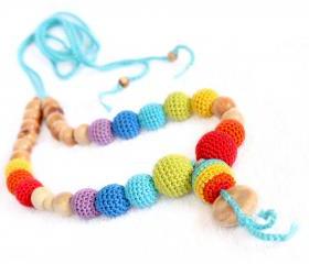 Double rainbow juniper nursing necklace